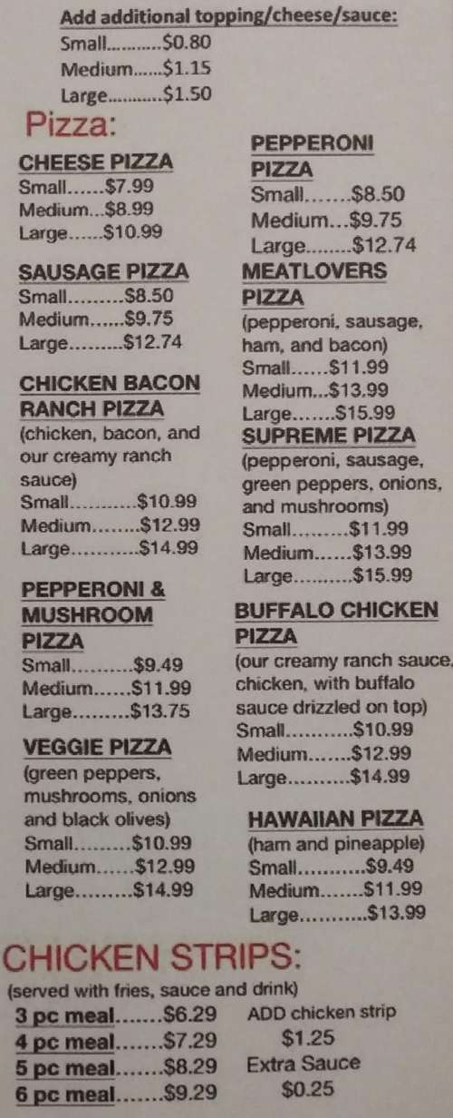 Page 2 of menu, The City Grill in Comer, GA