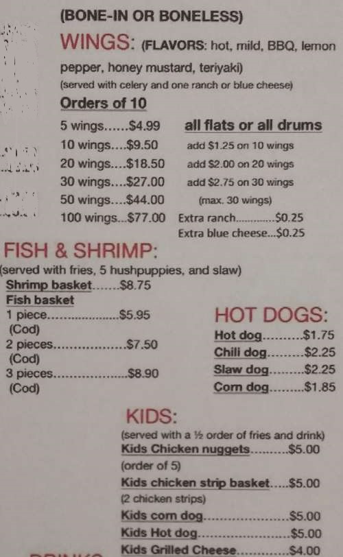 Page 4 of menu, The City Grill in Comer, GA